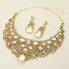 Fashnzfab Teardrop Stone Cluster Embellished Collar Evening Necklace In Gold