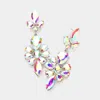 Fashnzfab Teardrop Stone Cluster Embellished Dangle Evening Earrings - Ab, Silver In Multi