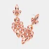 Fashnzfab Teardrop Stone Cluster Embellished Dangle Evening Earrings - Peach, Rose Gold In Pink