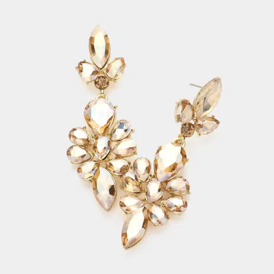 Fashnzfab Teardrop Stone Cluster Embellished Dangle Evening Earrings In Gold