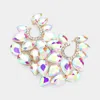 Fashnzfab Teardrop Stone Cluster Embellished Evening Earrings - Ab, Gold In Multi