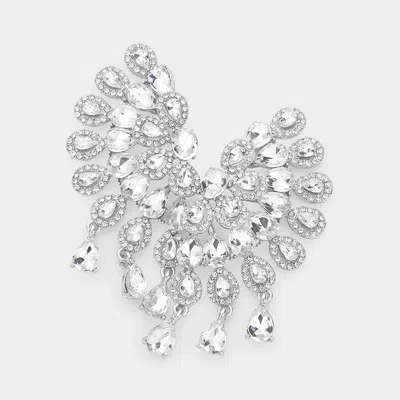 Fashnzfab Teardrop Stone Cluster Embellished Evening Earrings In Multi