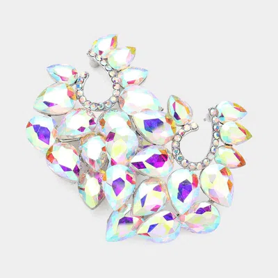Fashnzfab Teardrop Stone Cluster Embellished Evening Earrings In Multi