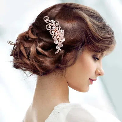 Fashnzfab Teardrop Stone Cluster Embellished Hair Comb In Gold
