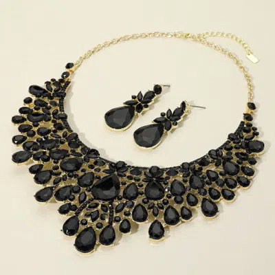 Fashnzfab Teardrop Stone Cluster Embellished Statement Evening Necklace In Multi
