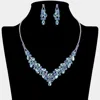 Fashnzfab Teardrop Stone Cluster Embellished V Shaped Rhinestone Paved Necklace In Brown