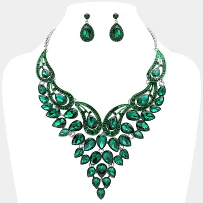 Fashnzfab Teardrop Stone Cluster Evening Bib Necklace In Multi