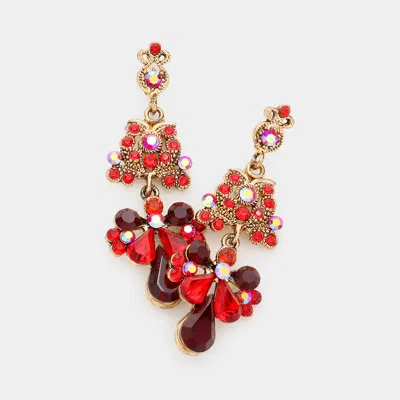 Fashnzfab Teardrop Stone Cluster Evening Earrings - Siam In Multi