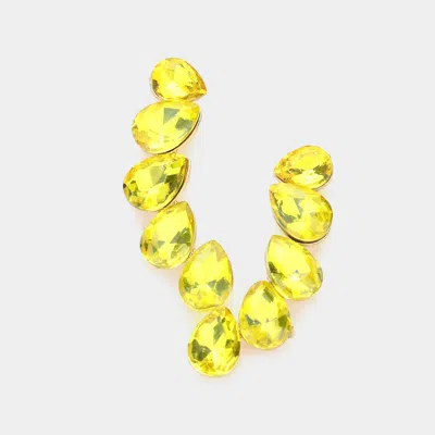 Fashnzfab Teardrop Stone Cluster Evening Earrings - Yellow