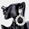 Fashnzfab Teardrop Stone Cluster Evening Earrings In Silver