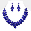 Fashnzfab Teardrop Stone Cluster Evening Necklace In Blue