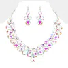 Fashnzfab Teardrop Stone Cluster Evening Necklace In Multi