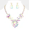 Fashnzfab Teardrop Stone Cluster Evening Necklace In Multi