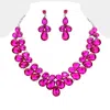 Fashnzfab Teardrop Stone Cluster Evening Necklace In Pink