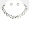 Fashnzfab Teardrop Stone Cluster Link Evening Necklace In Multi