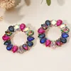 Fashnzfab Teardrop Stone Cluster Open Circle Statement Evening Earrings In Multi