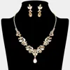 Fashnzfab Teardrop Stone Cluster Pendant Marquise Stone Cluster Rhinestone Paved Necklace - Gold, Lt Col Topaz In Gold
