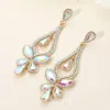 Fashnzfab Teardrop Stone Cluster Pointed Chandelier Dangle Evening Earrings - Ab, Gold In Gold