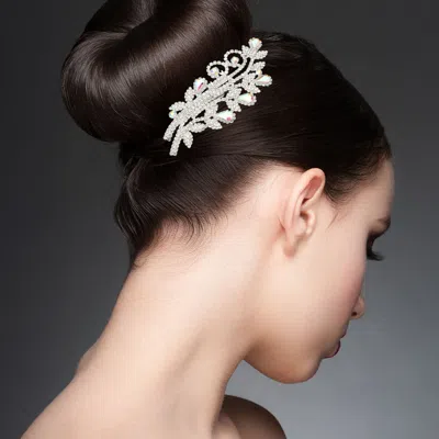 Fashnzfab Teardrop Stone Cluster Rhinestone Paved Branch Hair Comb In Black