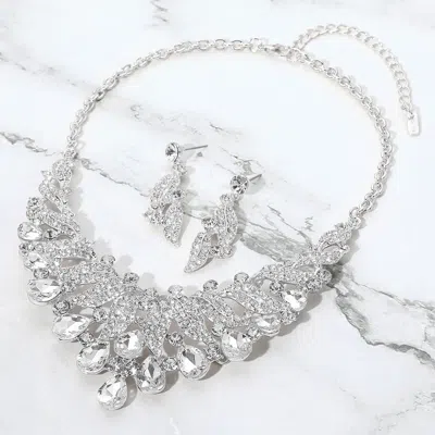 Fashnzfab Teardrop Stone Cluster Rhinestone Paved Embellished Collar Evening Necklace In Multi