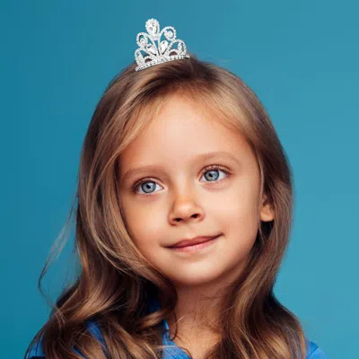 Fashnzfab Teardrop Stone Cluster Rhinestone Paved Mini Tiara In Metallic
