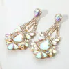 Fashnzfab Teardrop Stone Cluster Statement Evening Earrings - Ab, Gold In Gold