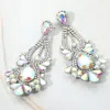 Fashnzfab Teardrop Stone Cluster Statement Evening Earrings - Ab, Silver In Multi