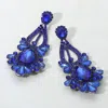 Fashnzfab Teardrop Stone Cluster Statement Evening Earrings - Royal Blue In Blue