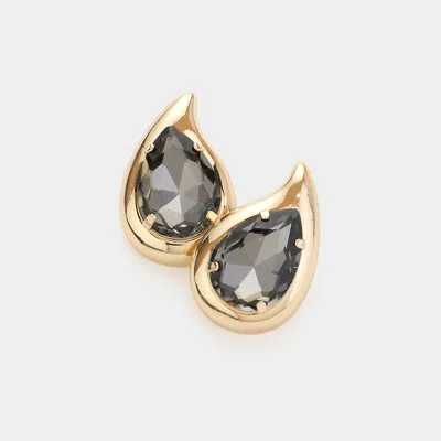 Fashnzfab Teardrop Stone Cluster Stud Earrings In Gold