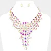 Fashnzfab Teardrop Stone Cluster Vine Evening Necklace In Multi