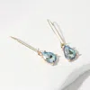 Fashnzfab Teardrop Stone Cushion Dangle Earrings - Ab, Aqua In Blue