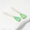 Fashnzfab Teardrop Stone Cushion Dangle Earrings - Ab, Mint In Green