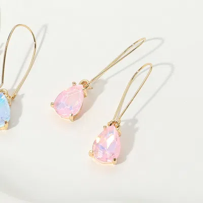 Fashnzfab Teardrop Stone Cushion Dangle Earrings In Gold
