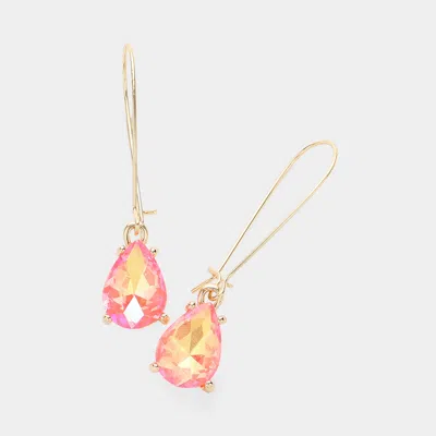 Fashnzfab Teardrop Stone Cushion Dangle Earrings In Transparent