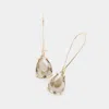 Fashnzfab Teardrop Stone Dangle Evening Earrings - Ab, Black Diamond In Gold
