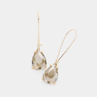 Fashnzfab Teardrop Stone Dangle Evening Earrings - Ab, Black Diamond In Gold