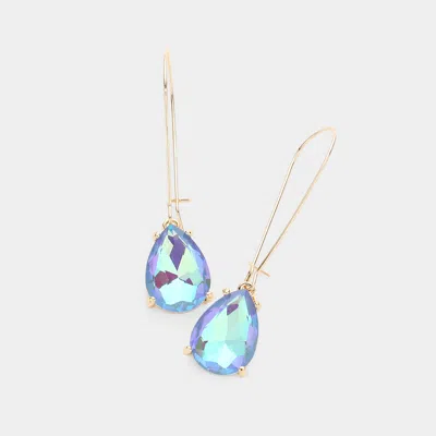 Fashnzfab Teardrop Stone Dangle Evening Earrings - Ab, Blue