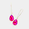 Fashnzfab Teardrop Stone Dangle Evening Earrings - Ab, Fuchsia In Pink