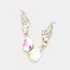 Fashnzfab Teardrop Stone Dangle Evening Earrings - Ab, Gold In Metallic