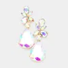 Fashnzfab Teardrop Stone Dangle Evening Earrings - Ab, Gold In Multi
