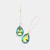 Fashnzfab Teardrop Stone Dangle Evening Earrings - Ab, Green In Multi