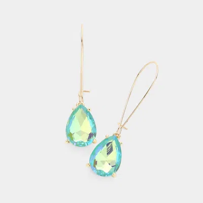 Fashnzfab Teardrop Stone Dangle Evening Earrings - Ab, Mint In Gold