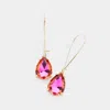 Fashnzfab Teardrop Stone Dangle Evening Earrings - Ab, Pink In Gold