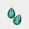Fashnzfab Teardrop Stone Dangle Evening Earrings - Emerald In Gold