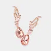 Fashnzfab Teardrop Stone Dangle Evening Earrings - Peach, Rose Gold In Gold