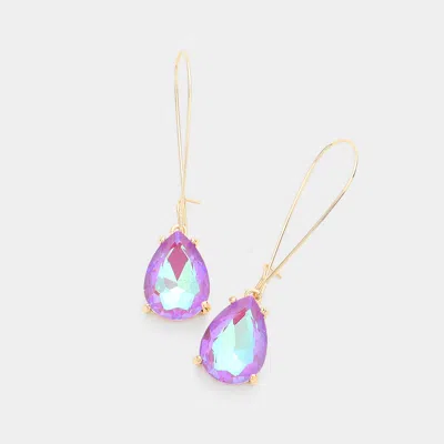 Fashnzfab Teardrop Stone Dangle Evening Earrings - Purple In Multi