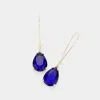 Fashnzfab Teardrop Stone Dangle Evening Earrings - Royal Blue In Blue