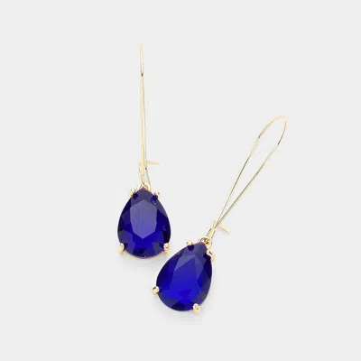 Fashnzfab Teardrop Stone Dangle Evening Earrings - Royal Blue