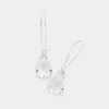 Fashnzfab Teardrop Stone Dangle Evening Earrings - Silver In Metallic