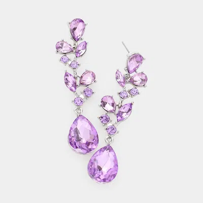 Fashnzfab Teardrop Stone Dangle Evening Earrings - Violet In Purple